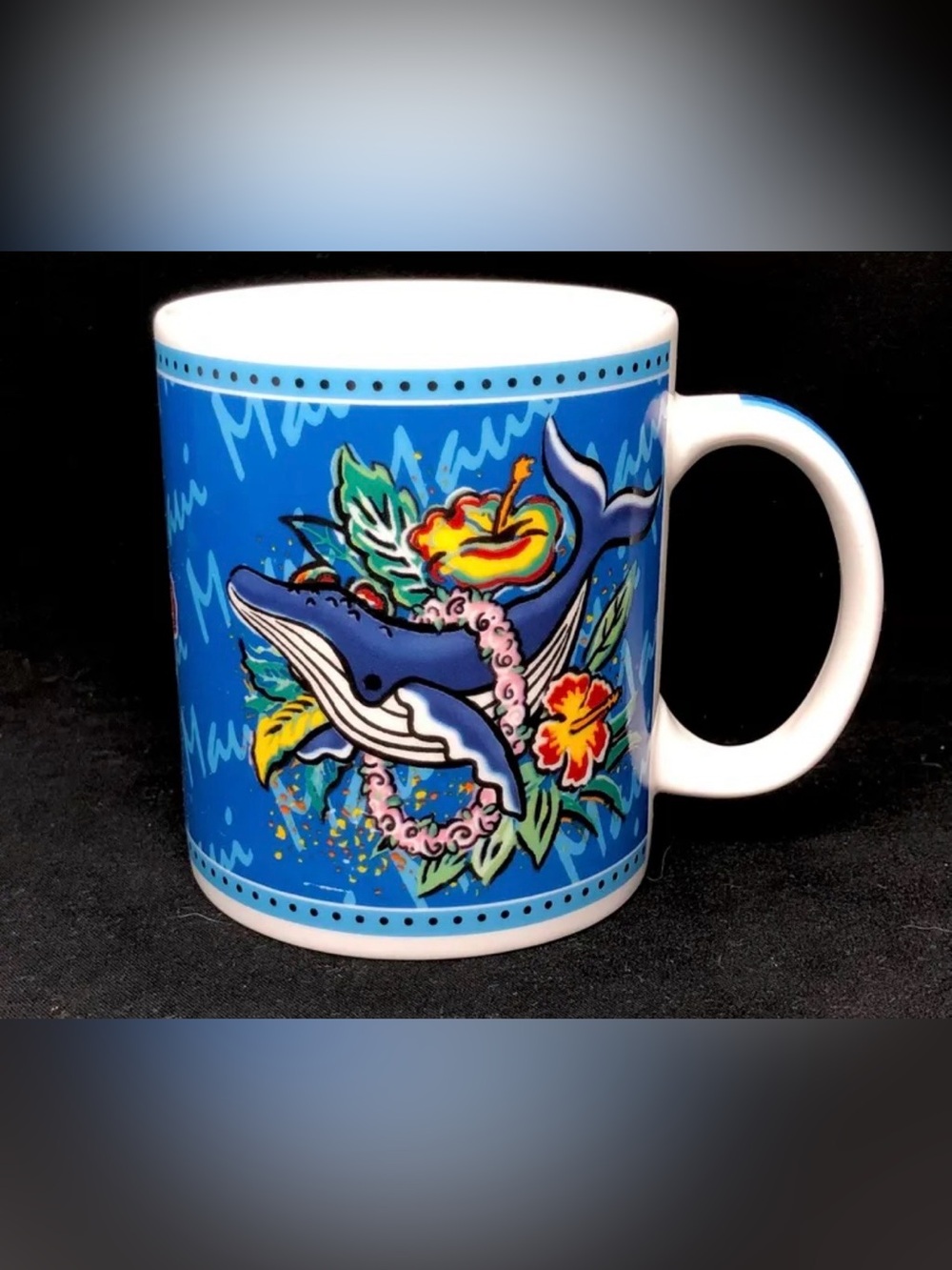 Hilo Hattie Hawaiian Coffee Mug Maui Whale Y2K 2002 UNUSED 11oz